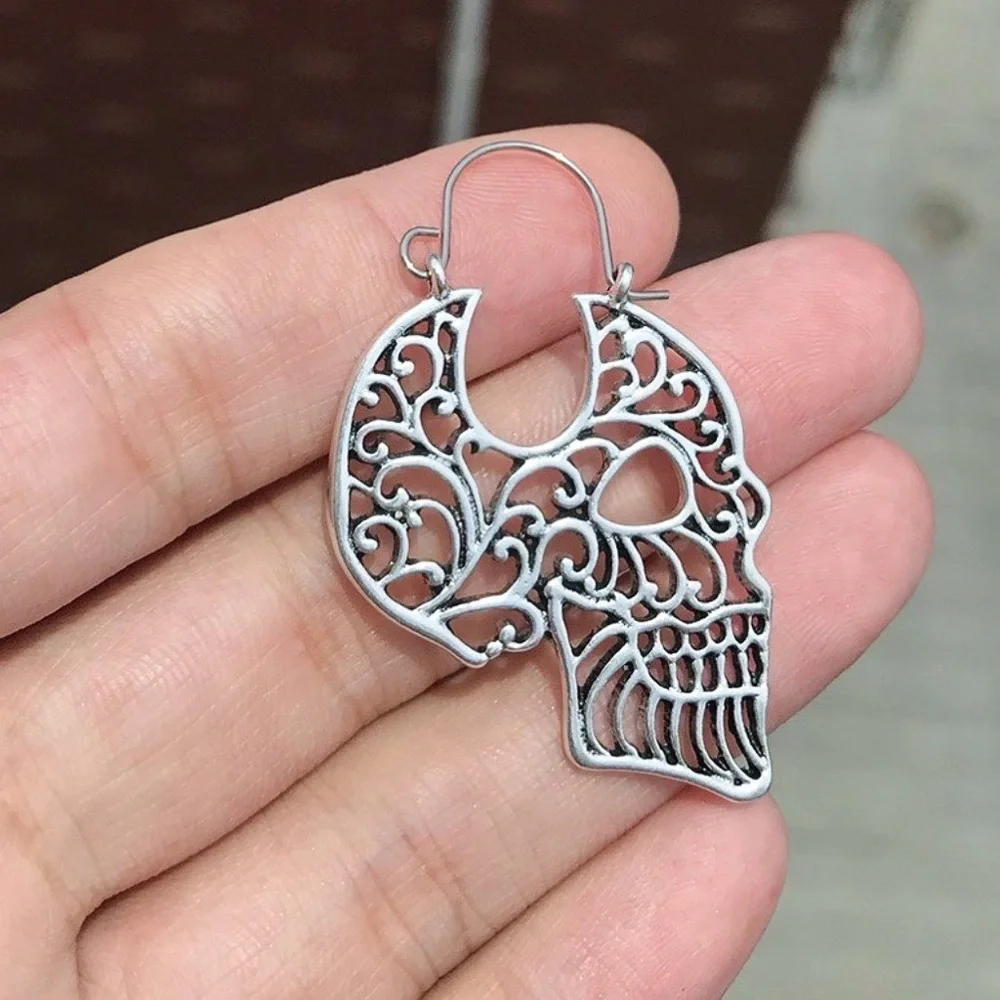 Any 2/$20! Boho Sugar Skull Open Work Earrings - Picture 5 of 12